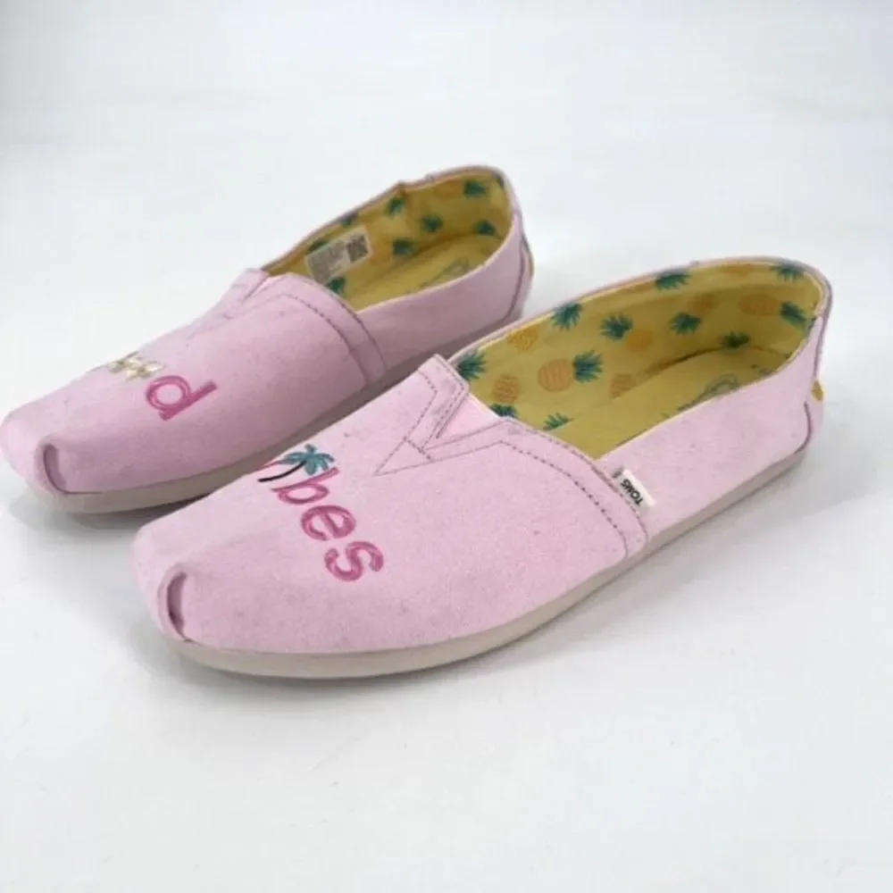 Toms Women's Alpargata Light Pink Good‎ Vibes Loafers Size 7.5